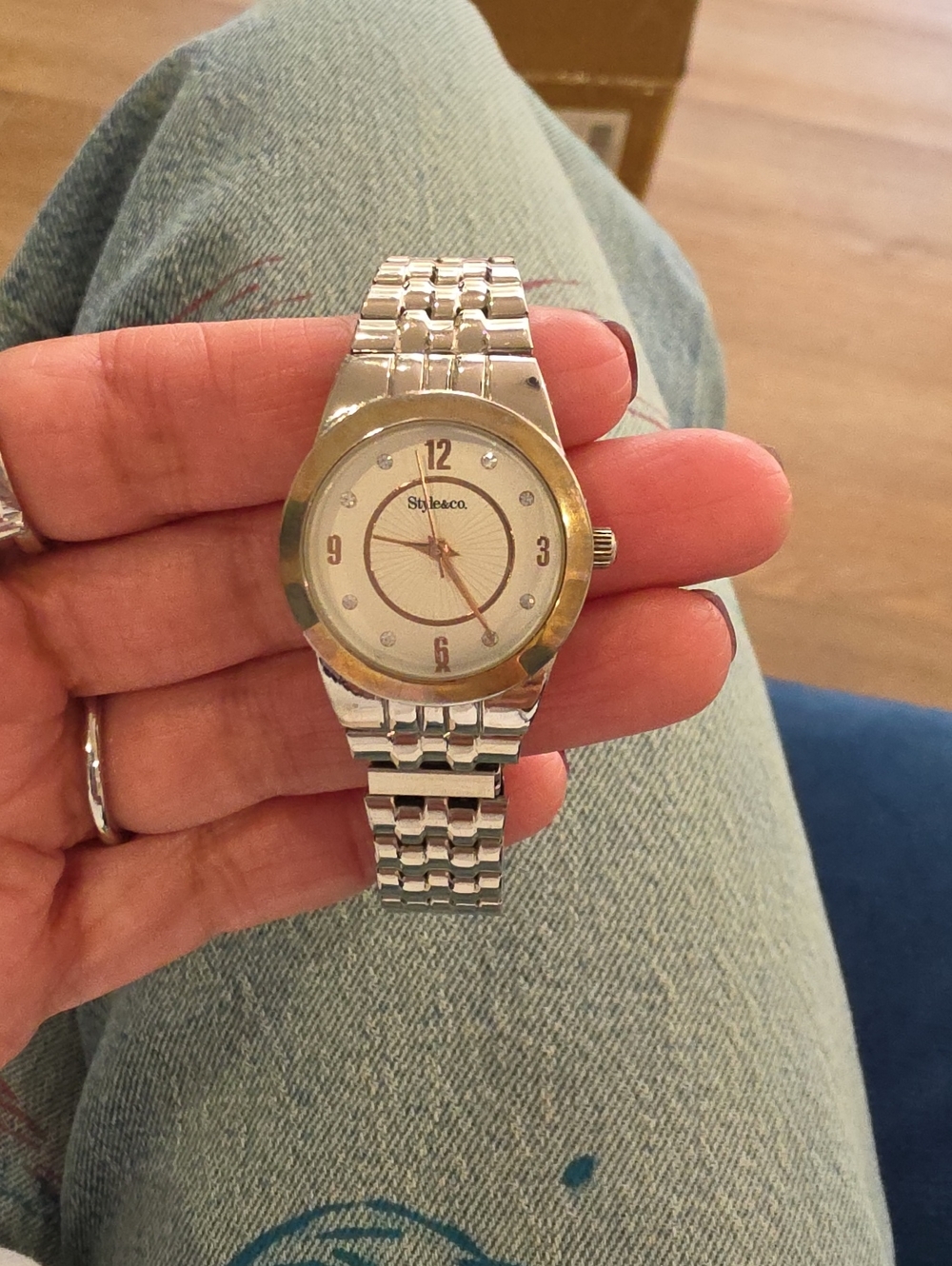 Style & Co. Silver and Gold Two-Tone Round Dial Bracelet Watch